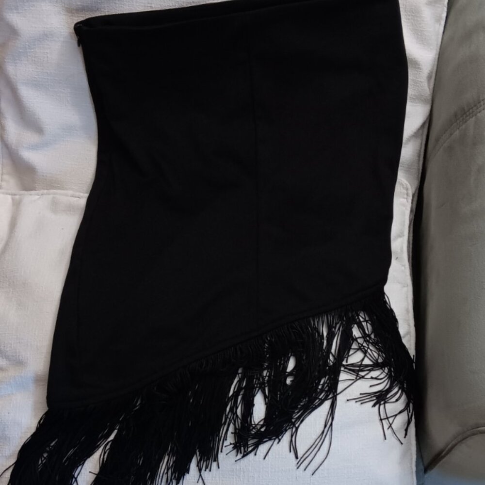 Shein, Black Tube Top Dress with Fringe